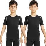 LNFINTDO Youth Boys Compression Shirt Short Sleeve Football Undershirt for Kid Quick Dry Athletic Baseball T-Shirt Base Layer