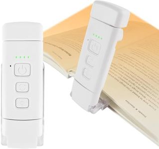 QUMOX Bedside Book Reading Lamp, Portable LED Reading Light with Clip, 3 Amber Colors and 5 Adjustable Brightness Levels, USB Rechargeable Reading Lamp for Book Lovers