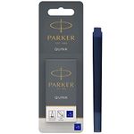 Parker Fountain Pen Ink Refill Cartridges | Long | Blue QUINK Ink | 5 Count (Blister)