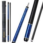 CUEDESG Carbon Fiber Pool Cue Stick 10.5mm/11.8mm/12.5mm,Low Deflection Pool Stick with Rare Wood Butt,Professional Cue Stick with Box Case(Bird Eye_Blue_12.5mm)