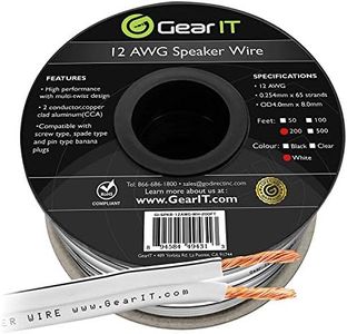 GearIT 12AWG Speaker Wire, Pro Series 12 Gauge Speaker Wire Cable (200 Feet / 60.96 Meters) Great Use for Home Theater Speakers and Car Speakers, White
