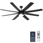 Ohniyou Ceiling Fan with Light - 70 Inch Indoor Outdoor Large Ceiling Fan with Remote Control, Reversible DC Motor, Dimmable, Black Modern Industrial Ceiling Fan for Living Room Patio