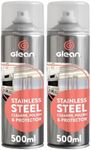GLEAN Stainless Steel Cleaner & Polish Spray Aerosol | 2x500ml | Shines and Protects | Ideal Steel Cleaner For Fridges, Sinks, Kitchen Appliances | Removes Dirt, Grease and Fingermarks