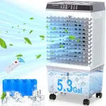 Landeagle Swamp Coolers, Evaporative Air Cooler with 5.3-Gal Tank, 12H Timer, Evaporative Cooler with 120° Oscillation, 3 Speeds, Cooling Fans for Indoor Outdoor Use(Grey)