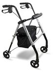 Aidapt Lightweight Folding Four Wheeled Rollator.6 Wheels,Ergonomic Handle Brakes,Parking Brake,Fabric Padded Seat,Shopping Bag,Height Adjustable Handles&Legs,Flip Up Backrest,Aid,Elderly,Mobility