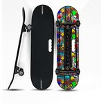 Jaspo Hurricane Ollie 31" x 8" Fiber Composite Skateboards Beginners & Learners of All Age Group with 80 Grit Grip Tape on Front Side & Attractive Sticker Graphics on Back Side, Multicolor