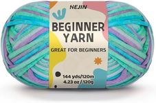 120g Ice Color Yarn for Crocheting and Knitting; Rainbow Yarn for Beginners with Easy-to-See Stitches;Worsted-Weight Medium #4;Yarn for Beginners Crochet Kit Making