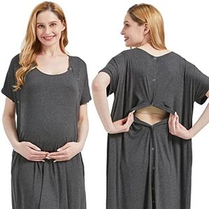 Mama & Wish Labor and Delivery Gown 3 in 1 Labor, Delivery and Nursing Gown for Hospital Made with Ultra-Soft Fabric for Ultimate Comfort! Gray