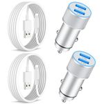 ARCCRA Car Charger Compatible with iPhone 14 13 12 11 Pro Max XS XR X SE 8 7 6S Plus, iPad, 2-Pack 4.8A Dual Port USB Car Charger Fast Charging Adapter with 2X 3FT USB to Lightning Cable