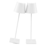 Coinmit White Cordless Table Lamp, 2 Pack 5500mAh Battery Powered LED Table Light, 3 Color Temperatures Stepless Dimmable Rechargeable Table Lamps for Outdoor Restaurant Bedroom White 2 Pack