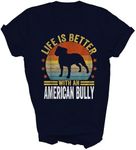 American Bully Mom Dad Pitbull Dog Lover Owner Unisex Shirt Gift Women Men T-Shirt (Navy;M)