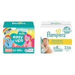 Pampers Easy Ups Training Pants Girls and Boys, 3T-4T, 66 Count, Super Pack & Baby Wipes Sensitive Perfume Free 4X Pop-Top Packs, 336 count (Pack of 1)