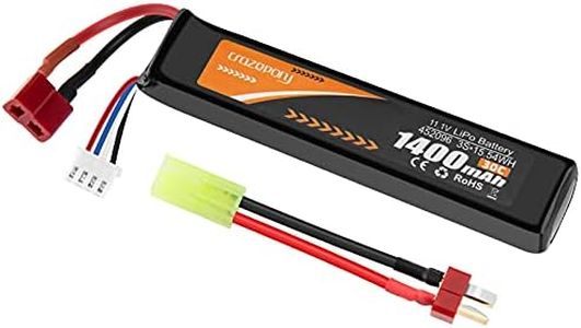 Crazepony Airsoft Battery 11.1V Rechargeable LiPo 1400mAh 30C Hobby Battery with T Plug to Mini Tamiya Cable for Airsoft Model