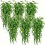 Lighterday 6 Pcs Hanging Plant Artificial Plants Fake Plants Indoor Decorative Faux Greenery Plants Fake Ivy Plastic Fern Greenery Artificial Hanging Plants for Indoor Outdoor Decor(6 Pcs Fern Plants)