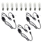 Sigely 3 Pack Salt Lamp Accessory Cord Replacement Give 9 Pack 15W Bulbs, Compatible with Himalayan Salt Lamp, Salt Rock Lamp String Light with Dimmer Switch, 5 ft Lamp Cord