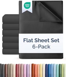 Cal King Size Flat Sheet - Pack of 6 Top Flat Bed Sheet Only - Ultra-Soft, Comfy, Breathable & Cooling - Hotel Quality, Fade & Wrinkle Free - Stain & Shrink Resistant Bedding - Oeko-Tex - Black