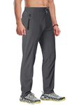 BIYLACLESEN Men's Running Pants Lightweight Quick Dry Hiking Jogger Sweatpants Zipper Pockets, Dark Grey, 32