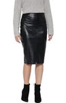 MYSTIFY®Women's Faux Leather Black Skirt Classic high Waisted Skirt Pleated Skirt PU Black Leather Skirt (MIDI SKIRT)