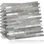 DICOFUN 10-Sheet Peel and Stick Backsplash Wall Tile, PVC Kitchen Backsplash Peel and Stick in Distressed Wood, 9.4 sq.ft