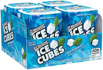 ICE BREAKERS Ice Cubes Peppermint Sugar Free Chewing Gum Bottles, 3.24 oz (4 Count, 40 Pieces)