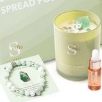 Chic Jade Anxiety Crystal Bracelet & Aromatic Candle Set for Her - Heart Charm, Essential Oil Infused, Luxury Gift - Perfect for Birthday, Wellness, Self-Care