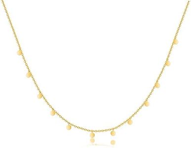 Collar de Plata de Ley 925 con Círculos Planos muy Pequeños para Mujer. Colgante acabado en Plata o Baño Oro 18K. Perfecto para Regalo de Cumpleaños y Día de la Madre. Joyas para mujer. (Baño en oro)