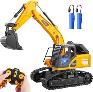 JOYIN Remote Control Excavator Toys for Boys, 2.4Ghz RC Excavator Toy with Light, Construction Toys for Boys 3-5 4-7 8-12 Year Old Kids, Birthday Gift