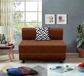 Cloudyfeel Leg Sofa Cum Bed Sofa | 1 Seater | Sofa Bed 3X6 Feet, Foldable Sofa Bed with Cushion for Living Room - Jute Fabric - Brown Color