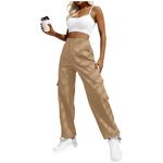 Lepunuo Cargo Pants Women Joggers for Women High Waist Baggy Jogger Relaxed Y2K Cargo Pants Khaki