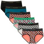 INNERSY Womens Cotton Underwear Mid Low Waisted Sexy Panties Comfortable Hipsters Briefs Underpants 6 Pack(Medium, 4 Checkered/Blue/Black)