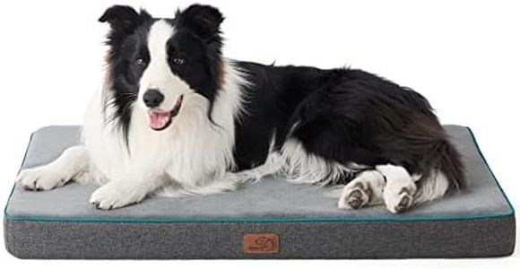 Bedsure Orthopedic Dog Bed Large - Memory Foam Waterproof Dog Bed Joint Relief with Removable Washable Cover, Plush Flannel Fleece Top with Nonskid Bottom, Grey, 35x22x3 Inches