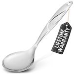 Zulay Kitchen 11.5 inch Stainless Steel Serving Spoon - Solid One-Piece Cooking Spoon with Comfortable Handle - Multipurpose Kitchen Spoon for Serving, Cooking, Mixing