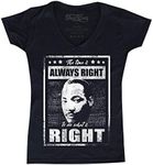 shop4ever The Time is Always Right to do What is Right Martin Luther King Jr. Women's V-Neck T-Shirt Medium Black 0