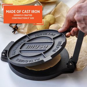 IMUSA 8-Inch Cast Iron Tortilla Press – Homemade Flatbread Maker