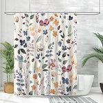 Amaredom Ink Floral Shower Curtain, Colorful Flower Shower Curtain for Bathroom, Waterproof Fabric Shower Curtain Set, Bathroom Decoration with 12 Hooks 72x72 Inches