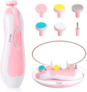 Qunlions life Glopole Baby Nail Trimmer File with Light - Safe Electric Nail Clippers Kit for Newborn Infant Toddler Kids Toes and Fingernails - Care, Polish and Trim - Battery Operated (AA), Pink