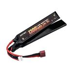 NASTIMA 7.4V 1300mAh Airsoft Lipo Battery, 2S 15C Butterfly Battery Pack Compatible with Deans-T Connector for Airsoft Guns AK47, MP5K, MP5, Scar, M249, AUG, AEG