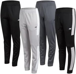 New Balance Boys Sweatpants - 4 Pack Active Tricot Boys Joggers Athletic Pants Kids Activewear Pants with Pockets (4-20), Size 18-20, Lead/Raincloud