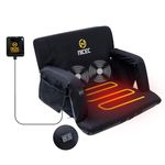 Nice C Heated Massage Bleacher Chair, Stadium Seat, Bleacher Seat, Reclining Waterproof Cushion, Thick Padding, with Shoulder Straps & Side Pockets, Power Bank Included (Wide 1 Pack, Black)