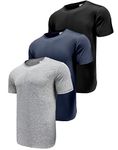 Boyzn 3 Pack Workout Shirts for Men, UPF 50+ Sun Protection Short Sleeve Crew Neck T-Shirts, Moisture Wicking Fitness Gym Running Shirts Black/Navy/HGrey-3P13-M