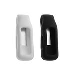 ECSiNG 2PCS Clip Holder Compatible with Fitbit Inspire 2 Ace 3 Fitness Tracker Shockproof Soft Silicone One-Piece Cover Case Pocket Clip 1PCS Black & 1PCS White