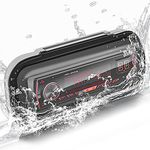 Waterproof Marine Stereo Receiver Cover - Boat Radio Protector Shield - Universal in Dash Single DIN DVD CD Radio Splash Guard Housing Case with Flip-up Door Spring Loaded Mounting Gasket