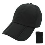 uxcellmo Unisex Folding Men's Women's Quick-Dry Waterproof Outdoor Sport Camping Baseball Cap Foldable Golf Hat Black