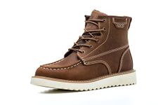 Epochsaga Work Boots Soft Moc Toe for Men,Ankle Fashion Wedge Casual Full Grain Leather Insulated Shoes Brown 6 Inch (adult, men, numeric_6_point_5, numeric, uk_footwear_size_system, medium)