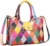 Heshe Womens Multi-color Shoulder Bag Hobo Tote Handbag Cross Body Purse (Colorful-8)