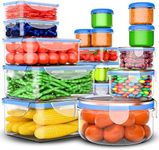 RockBerry 32 Pcs Large Plastic Food storage containers-85 oz to Sauces Box Stackable Kitchen storage bowls sets-BPA Free Leak proof with lids airtight-Microwave freezer safe lunch boxes