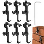 6 Pcs Metal Brick Hooks, Brick Wall Clips, 2.32-2.99 inch Adjustable Brick Hangers No Drill for Outdoor Hanging, Brick Wall Clamp Utility Hooks for Hanging Pictures, Holes, Nails or Screws