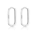 Reffeer 925 Sterling Silver U Hoop Earrings for Women Teens Minimalist Square Hoop Earrings U Huggie Earrings (A-Silver)