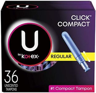 U by Kotex Click Compact Tampons, Regular Absorbency, Unscented, 36 Count