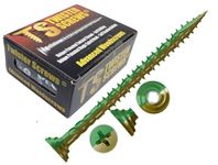 TwisterScrews E-Coat Decking Screws Superior Electropolyseal coated in Tan/Green Self Drilling/Countersinking 1000 Hrs salt spray tested (100, 5 x 100 Green)